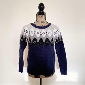 American Eagle Navy Metallic Fair Isle Sweater